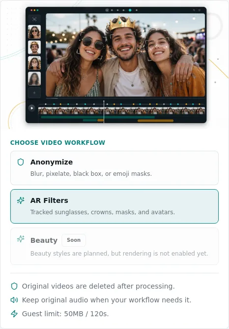 FaceBlurify AR workflow panel